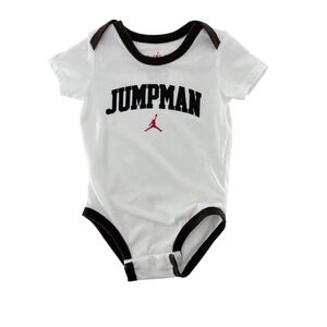 Jordan Jumpman Baby Onesie White Brown‎ Short Sleeve Bodysuit Infant 12M